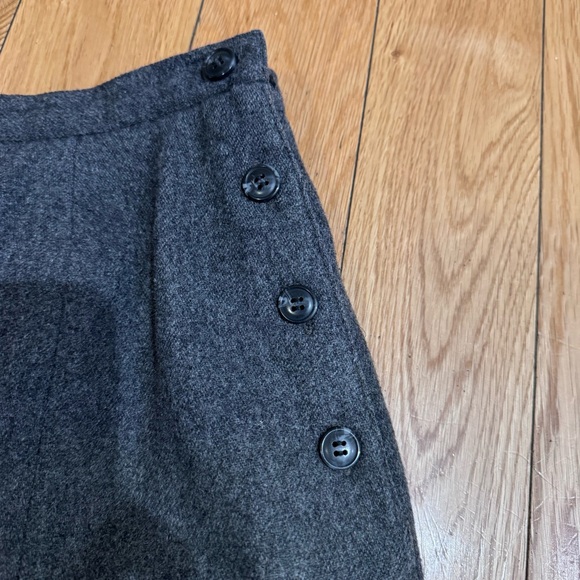 Charcoal Wool Skirt with Side Button Detail - Picture 7 of 14